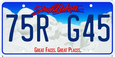 SD license plate 75RG45