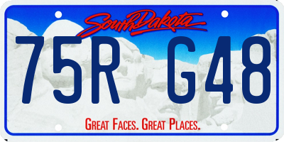 SD license plate 75RG48
