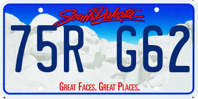 SD license plate 75RG62
