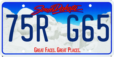 SD license plate 75RG65