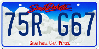 SD license plate 75RG67