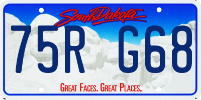 SD license plate 75RG68