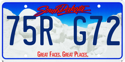 SD license plate 75RG72