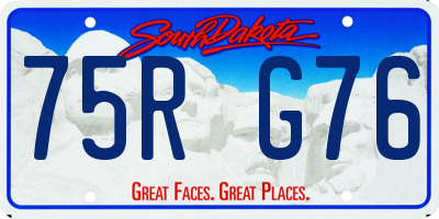 SD license plate 75RG76