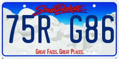 SD license plate 75RG86