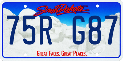 SD license plate 75RG87