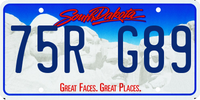 SD license plate 75RG89