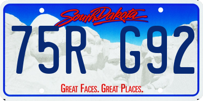 SD license plate 75RG92