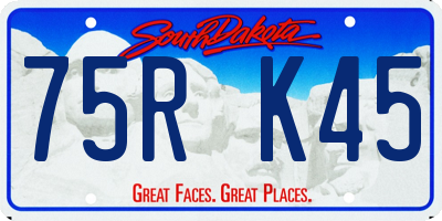 SD license plate 75RK45