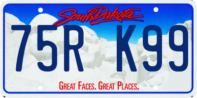 SD license plate 75RK99