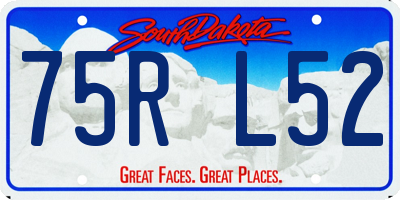 SD license plate 75RL52