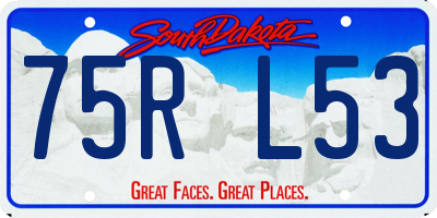 SD license plate 75RL53
