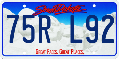 SD license plate 75RL92