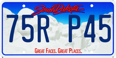 SD license plate 75RP45