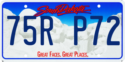 SD license plate 75RP72