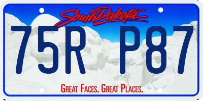 SD license plate 75RP87