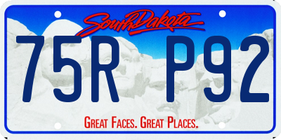 SD license plate 75RP92