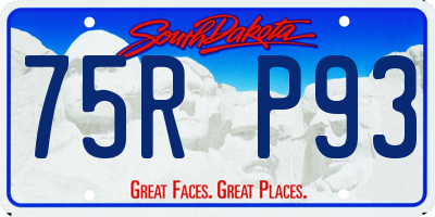SD license plate 75RP93