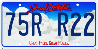 SD license plate 75RR22