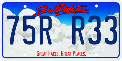 SD license plate 75RR33