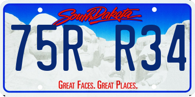 SD license plate 75RR34