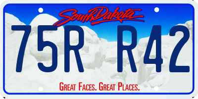 SD license plate 75RR42
