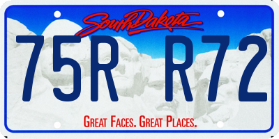 SD license plate 75RR72