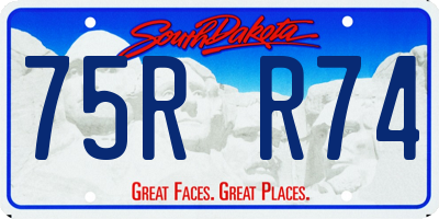 SD license plate 75RR74