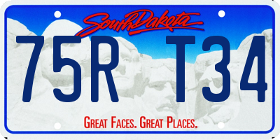 SD license plate 75RT34