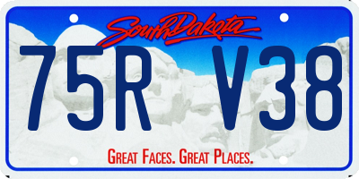 SD license plate 75RV38