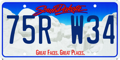 SD license plate 75RW34