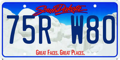 SD license plate 75RW80