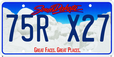 SD license plate 75RX27