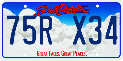 SD license plate 75RX34