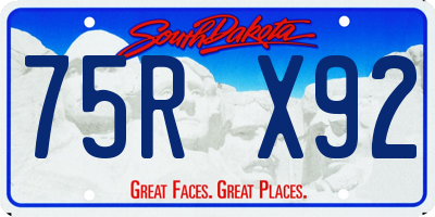SD license plate 75RX92