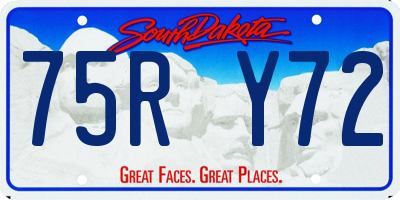 SD license plate 75RY72