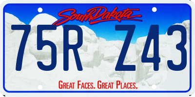 SD license plate 75RZ43