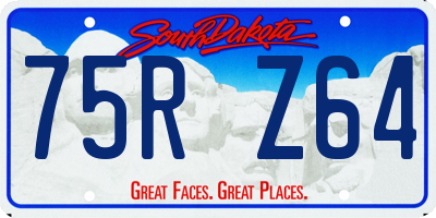 SD license plate 75RZ64