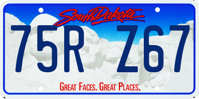 SD license plate 75RZ67