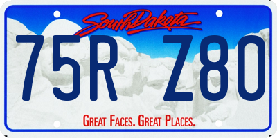 SD license plate 75RZ80