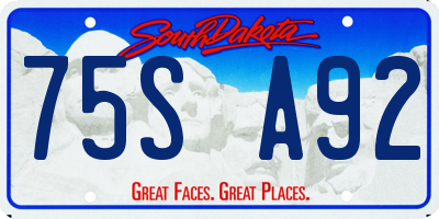 SD license plate 75SA92