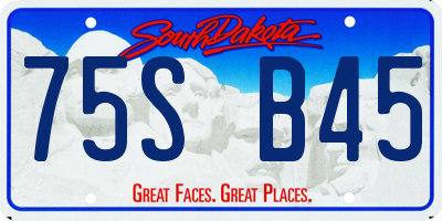 SD license plate 75SB45
