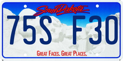 SD license plate 75SF30