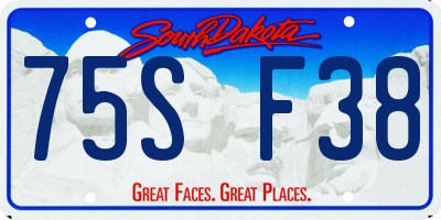 SD license plate 75SF38