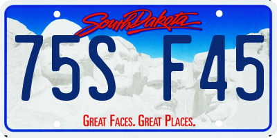 SD license plate 75SF45