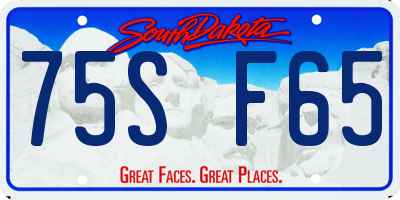 SD license plate 75SF65