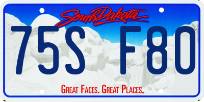 SD license plate 75SF80