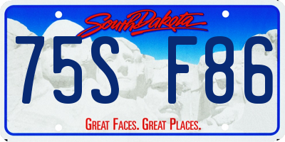 SD license plate 75SF86