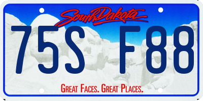 SD license plate 75SF88