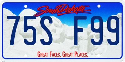 SD license plate 75SF99